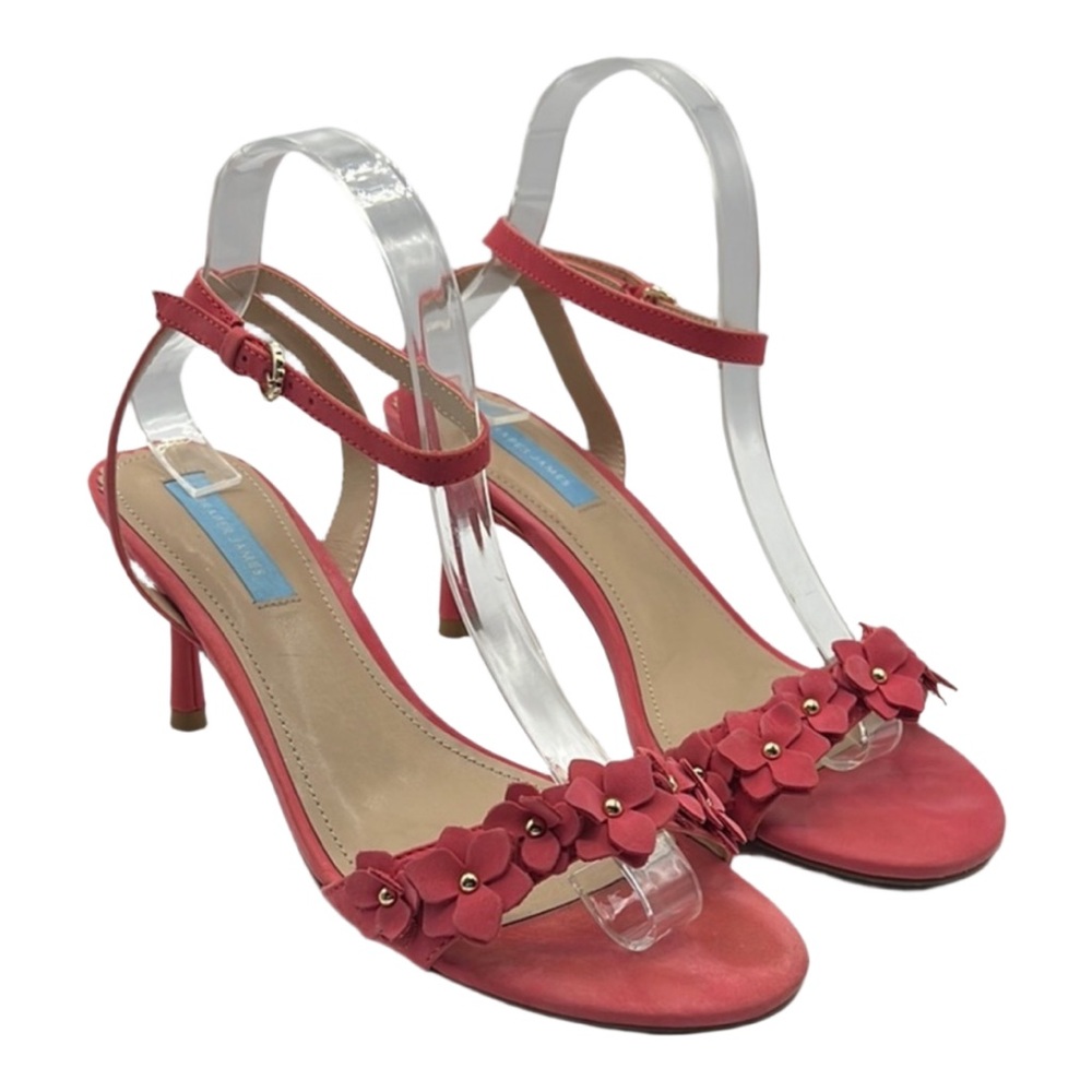 Draper James Sz 8 1/2 Alice Pink Heels Floral Embellishments Ankle Strap